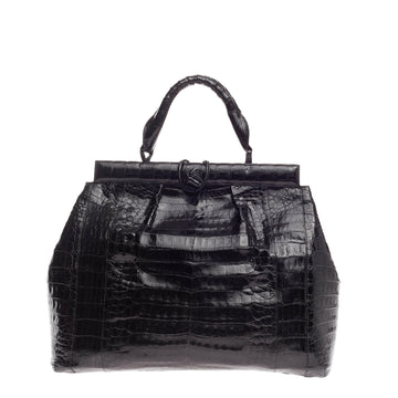 Nancy Gonzalez Frame Satchel Crocodile Large