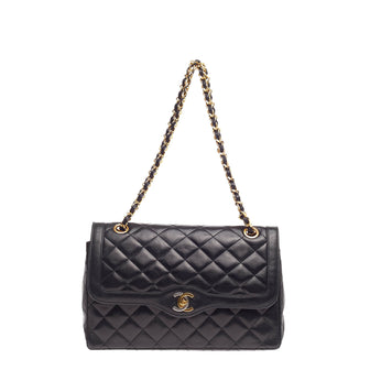 Chanel Vintage Two Tone Hardware Flap Quilted Lambskin Medium