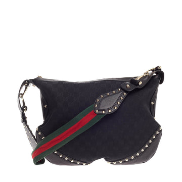Gucci Pelham Web Hobo Studded GG Canvas Medium