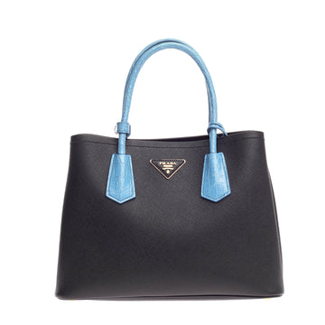 Prada Cuir Double Tote Saffiano Leather and Crocodile Small