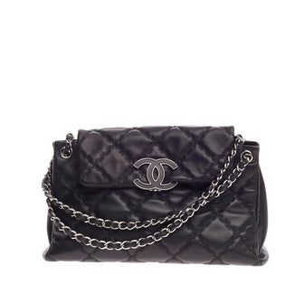 Chanel Double Stitch Hampton Flap Tote Quilted Calfskin Medium