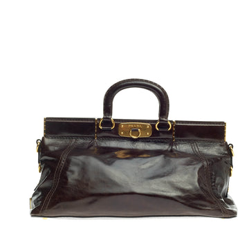 Prada Flat Frame Convertible Satchel Vitello Shine Large