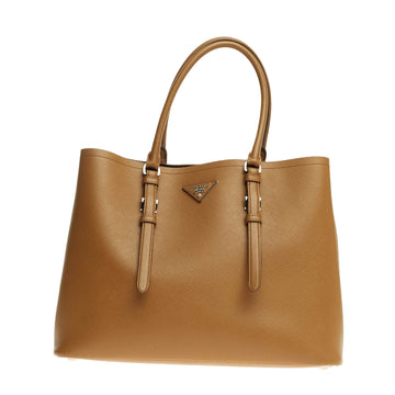 Prada Cuir Covered Strap Double Tote Saffiano Leather Medium