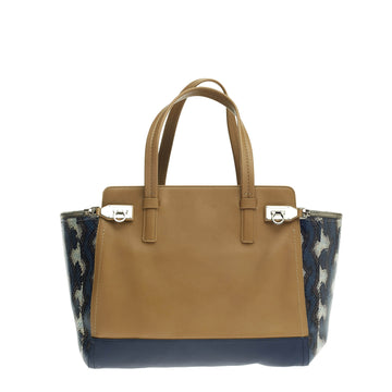 Salvatore Ferragamo Verve Tote Leather and Snakeskin Large