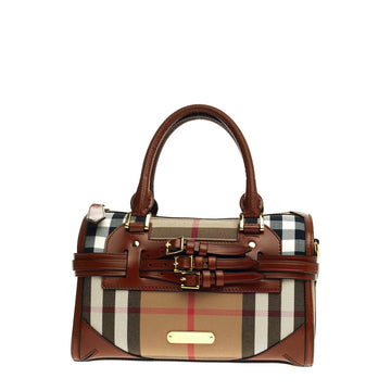 Burberry Bridle Chester Convertible Bowler House Check Canvas Medium