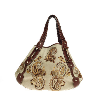 Gucci Pelham Shoulder Bag Embellished Canvas Medium