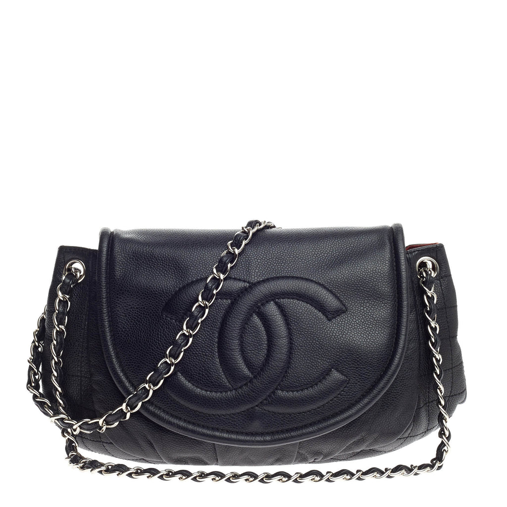Buy Chanel Timeless Half Moon Flap Bag Caviar Large Black 628401