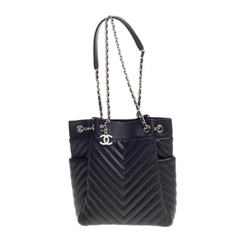 Chanel Urban Spirit Drawstring Bag Chevron Calfskin Small