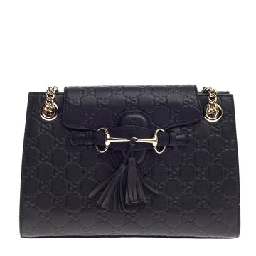 Gucci Emily Chain Flap Shoulder Bag Guccissima Leather Small