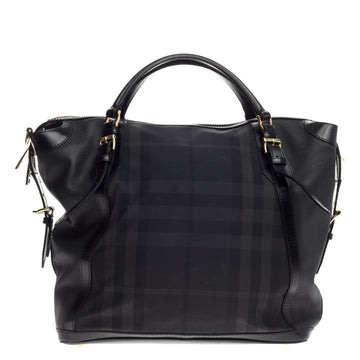 Burberry Ellers Convertible Satchel Beat Check Nylon Large