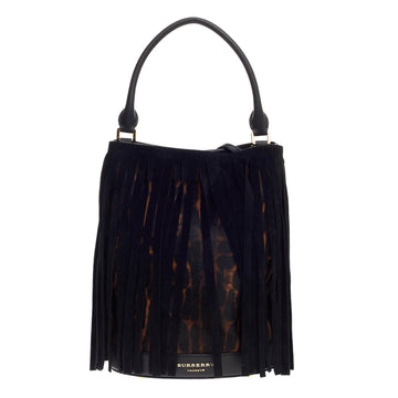 Burberry Fringe Bucket Bag Suede and Calf Hair
