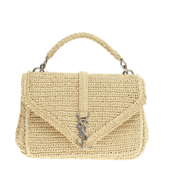 Saint Laurent College Monogram Bag Raffia Medium