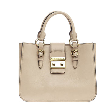 Miu Miu Madras Convertible Lock Tote Leather Small