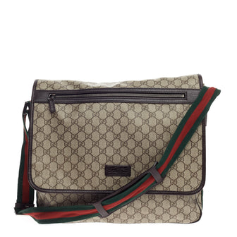 Gucci Web Strap Messenger GG Coated Canvas Large
