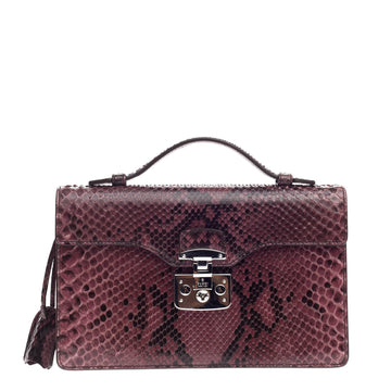Gucci Lady Lock Briefcase Clutch Python