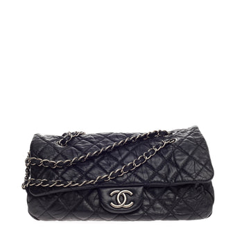 Chanel Cinched CC Chain Flap Bag Quilted Aged Calfskin Jumbo