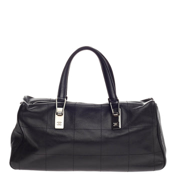 Chanel Square Stitch CC Boston Bag Quilted Leather Large