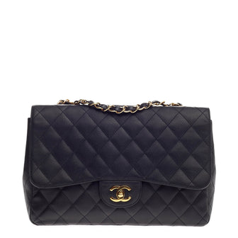 Chanel Classic Single Flap Quilted Caviar Jumbo