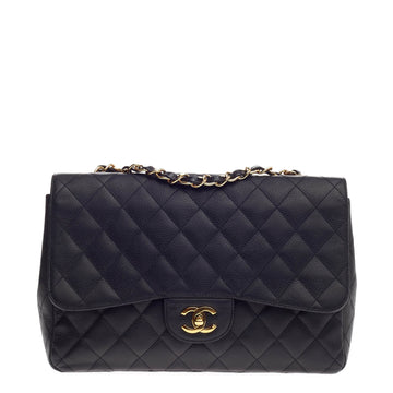 Chanel Classic Single Flap Quilted Caviar Jumbo