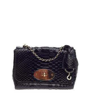 Mulberry Lily Chain Flap Python Embossed Leather Small