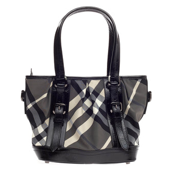 Burberry Lowry Convertible Tote Beat Check Nylon Medium