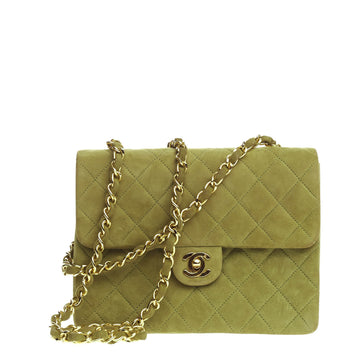 Chanel Vintage Square Classic Single Flap Quilted Suede Mini