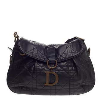 Christian Dior Flap Hobo Cannage Quilt Leather Medium