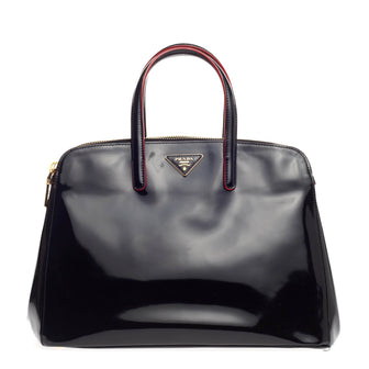 Prada Double Zip Convertible Dome Tote Spazzolato Leather Large