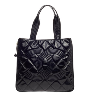 Chanel Expandable CC Shopping Tote Quilted Patent Medium