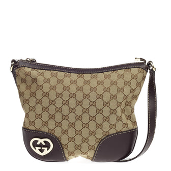 Gucci Lovely Hearts Interlocking G Crossbody GG Canvas with Leather