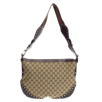 Gucci Pelham Web Hobo Studded GG Canvas Medium