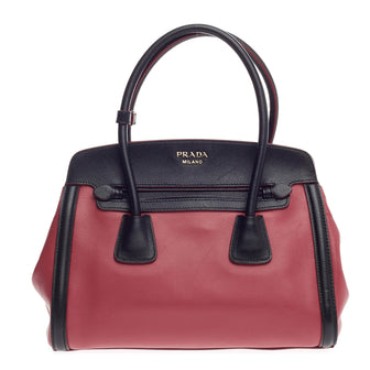 Prada Cuir Frame Convertible Tote City Calfskin with Saffiano Leather Small