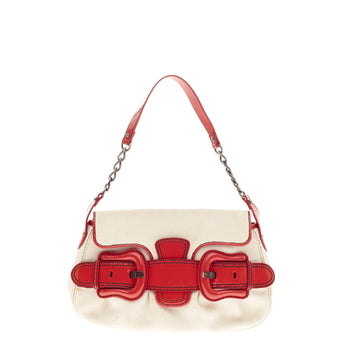 Fendi B Bis Flap Canvas with Patent Trim Mini
