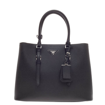 Prada Cuir Covered Strap Double Tote Saffiano Leather Medium