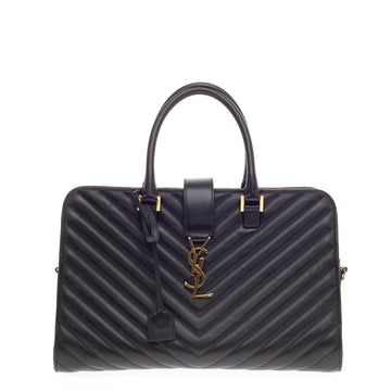 Saint Laurent Monogram Cabas Matelasse Chevron Leather Small