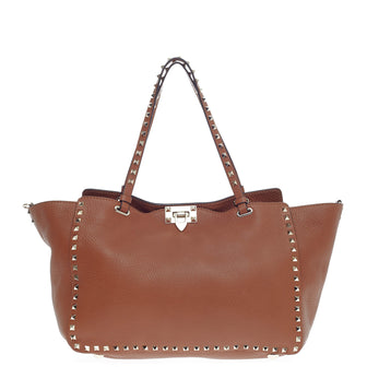 Valentino Rockstud Tote Pebbled Leather Medium