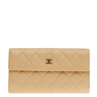 Chanel CC Flap Wallet Quilted Caviar Long