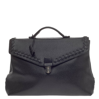 Bottega Veneta Envelope Briefcase Leather with Intrecciato Detail -