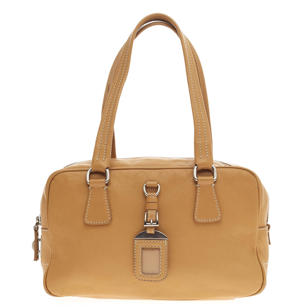 Buy Prada Semitracolla Bowler Bag Vitello Daino Brown 282603