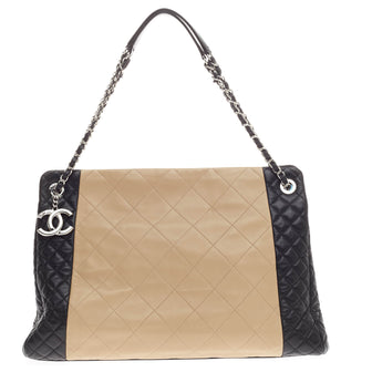 Chanel Two Tone CC Charm Tote Lambskin Large