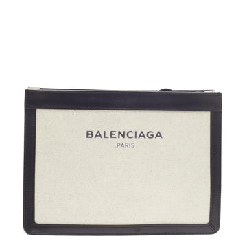 Balenciaga Navy Pochette Canvas and Leather
