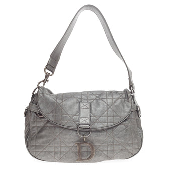 Christian Dior Flap Hobo Cannage Quilt Leather Medium