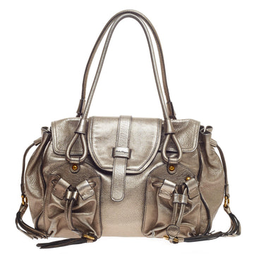 Salvatore Ferragamo Drawstring Satchel Leather