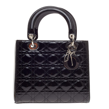 Christian Dior Lady Dior Cannage Quilt Patent Medium