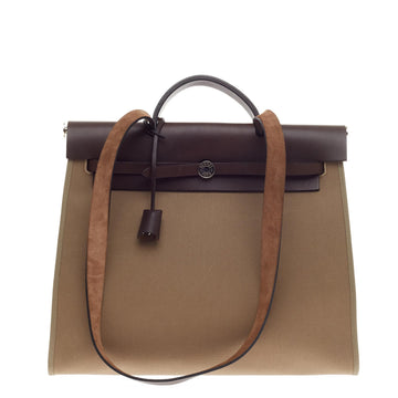 Hermes Herbag Zip Leather and Toile 39
