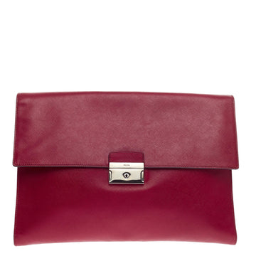 Prada Push Lock Portfolio Saffiano Leather Large