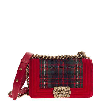 Chanel Paris-Edinburgh Boy Flap Quilted Tweed with Velvet Small
