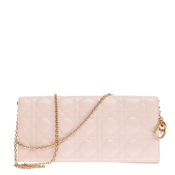 Christian Dior Lady Dior Chain Convertible Clutch Cannage Quilt Leather Long