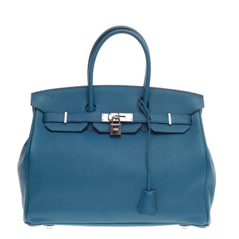 Hermes Birkin Bleu Izmir Togo with Palladium Hardware 35