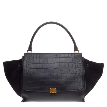 Celine Trapeze Embossed Crocodile Large
